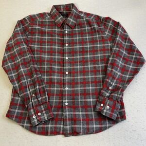 UNTUCKit Jaxon Flannel Shirt Mens Medium Grey Red Excellent Plaid 40338 Regular